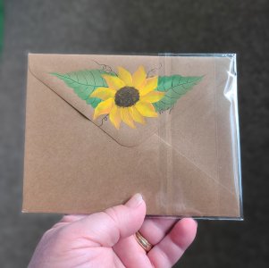 Sunflowers greeting card, sunflower note cards, hand painted flowers, card with envelope