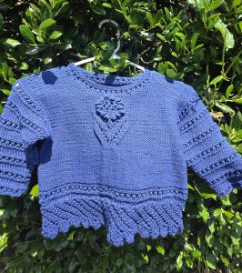 Hand Knit Toddler Flower Sweater