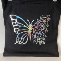 Butterfly/Flowers - Black 15x16