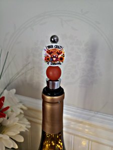 Your Crazy is Showing Design Wine Stopper, Silicone Beaded Bottle Stopper, Wine Accessory, Wine Enthusiast Gift, Handmade