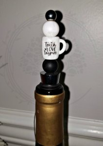 Teach, Love, Inspire Design Wine Stopper, Silicone Beaded Bottle Stopper, Wine Accessory, Wine Enthusiast Gift, Handmade
