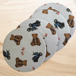 Biker Bear Soft Coasters
