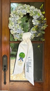 Embroidered Wreath Sash - Topiary Design