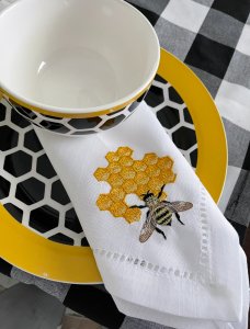 Honeybee Embroidered Napkin
