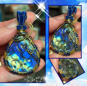 Wire Wrapped carved Labradorite