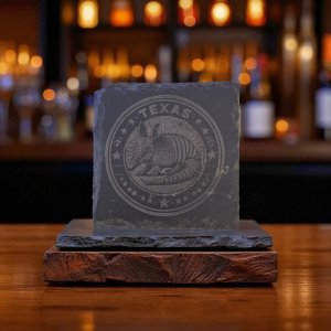 Texas Themed Slate Coasters, Set of 4