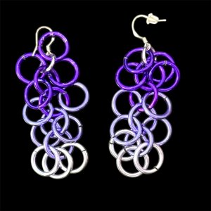 Ombre Purple Shaggy Jump Ring Earrings
