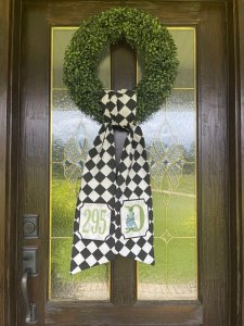 Custom Embroidered Wreath Sash with Hydrangeas & Monogram