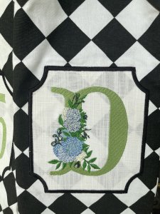 Custom Embroidered Wreath Sash with Hydrangeas & Monogram