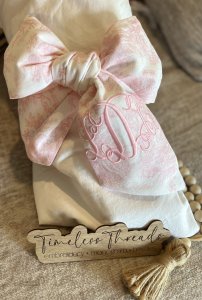 Custom Monogrammed Baby Sash-Pink Toile Newborn Photo Prop