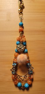 Orange Calcite and Turquoise Phone Wristlet