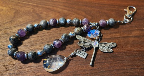 Dream Amethyst and Larvikite Phone Wristlet