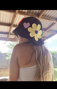 Crochet flower bucket hat