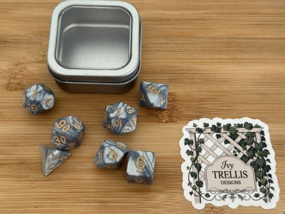 Hand Poured Resin Dungeons and Dragons Polyhedral Dice (set of 7)