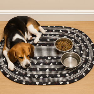 Black Gingham Pet Mat
