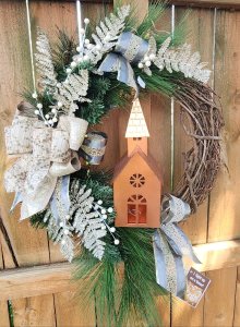 Lighted Grapevine Church Wreath