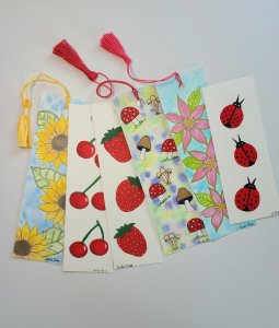 Bookmarks, hand painted book mark with mushrooms, sunflowers, ladybug, or fruit options