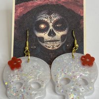 Skull w/Red Resin Flower