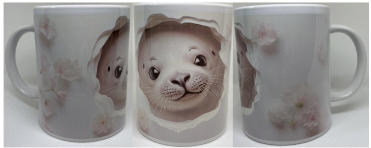 Peek-a-Brew! Seal & Cherry Blossoms Mug (15 oz Ceramic)