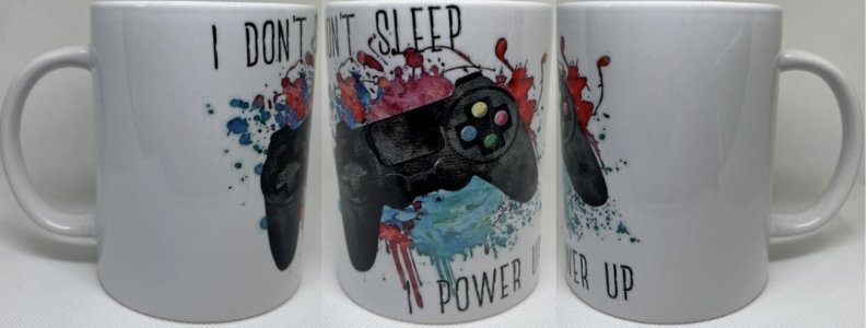 I Don’t Sleep, I Power Up – Gamer Mug (15 oz Ceramic)