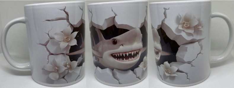Bloom & Bite – Shark Breakthrough Mug (15 oz Ceramic)