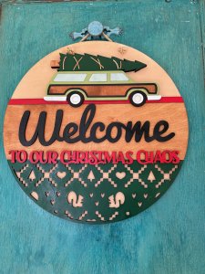 Welcome to Our Christmas Chaos Layered Door Hanger