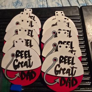 Reel Great Dad” Wooden Ornament – Fishing Bobber Gift Tag or Keepsake