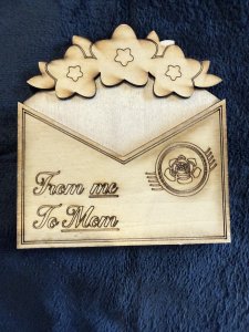From Me to Mom” Wooden Gift Card Holder – Floral Envelope Edition
