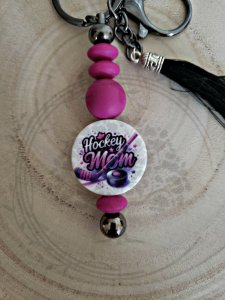 Hockey Mom Design Custom Silicone Beaded Keyring