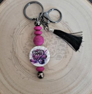 Hockey Mom Design Custom Silicone Beaded Keyring