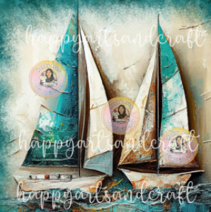 Nautical Digital Art Sailboat in Turquoise Beige Colors Nautical Digital Art PNG Abstract Sailboat Teal and Beige Instant Download seamless