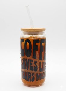 Coffee Saves Lives Yours Mostly - Glass Cup