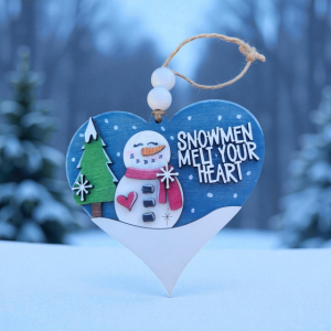 “Snowmen Melt Your Heart” Ornament – Handcrafted Winter Keepsake