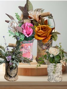Posie Tin -  Recycled Can With or With-Out Flower Arrangement