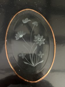 Beveled glass suncatcher with butterfly and flowers