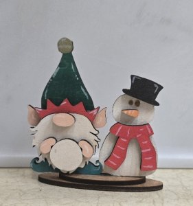 Holiday Gnome Elf with Snowman