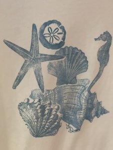 Hand Stamped Seashells Tee - Ladies Small