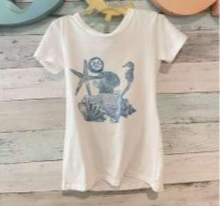 Hand Stamped Seashells Tee - Ladies Small