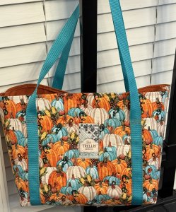 Pumpkin Patch Market Tote Bag with nylon webbing straps