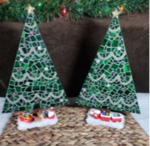 Mosaic Christmas decoration, Christmas tree, Holiday decor, stained glass home decor