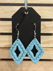 L14 - Teal Diamond Dangle Earrings