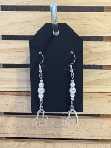 Heart and Pearl Dangle Earrings