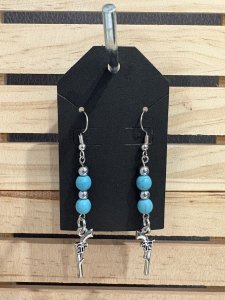 L20 - Turquoise "Guns a Blazing" Dangle Earrings
