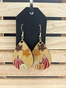 L27 - Glitter Pumpkin Dangle Earrings