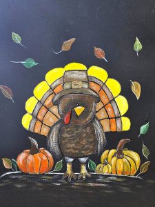 Cute Thanksgiving Wall Art on Black Canvas Board