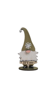 Handmade Wooden Winter Gnome – Hand-Painted “Let It Snow” Gnome with Tall Hat & Snowflake | Holiday Shelf Decor