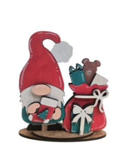 Handmade Wooden Christmas Gnome with Gift Bag – Rustic Holiday Decoration