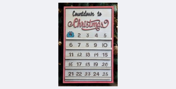 Laser Cut Wooden Christmas Countdown Sign – Rustic Advent Calendar Decor – Reusable Holiday Countdown for Kids & Families