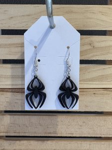L28 - Wood Spider Dangle Earrings