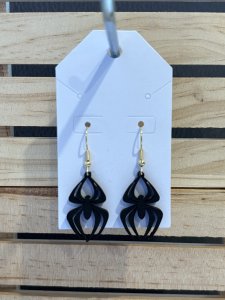 L28 - Wood Spider Dangle Earrings